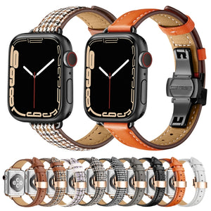 Slimming Butterfly Buckle Watch Band For Apple Watch Series 8&7 41mm / SE 2&6&SE&5&4 40mm / 3&2&1 38mm(Orange Black)