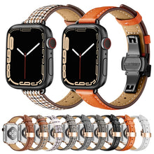 Slimming Butterfly Buckle Watch Band For Apple Watch Series 8&7 41mm / SE 2&6&SE&5&4 40mm / 3&2&1 38mm(Brown Silver)