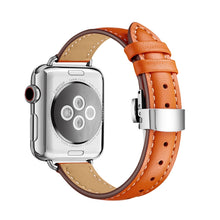 Slimming Butterfly Buckle Watch Band For Apple Watch Ultra 49mm / Series 8&7 45mm / SE 2&6&SE&5&4 44mm / 3&2&1 42mm(Orange Silver)