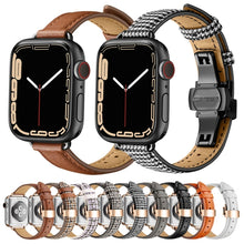 Slimming Butterfly Buckle Watch Band For Apple Watch Ultra 49mm / Series 8&7 45mm / SE 2&6&SE&5&4 44mm / 3&2&1 42mm(Houndstooth Black)