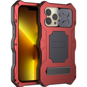 For iPhone 13 Pro Max Metal + Silicone Sliding Camshield Holder Phone Case (Red)
