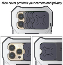 For iPhone 13 Pro Max Metal + Silicone Sliding Camshield Holder Phone Case (Silver)