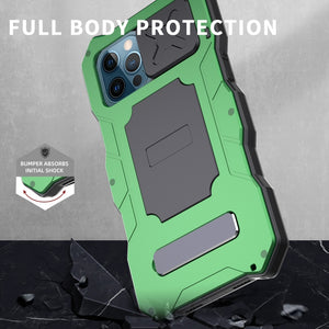 For iPhone 12 / 12 Pro Metal + Silicone Sliding Camshield Holder Phone Case(Green)