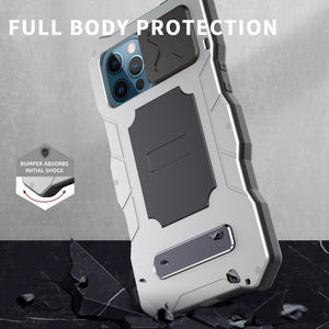 For iPhone 12 / 12 Pro Metal + Silicone Sliding Camshield Holder Phone Case(Silver)