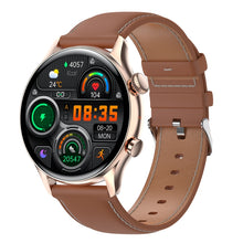 HK8Pro 1.36 inch AMOLED Screen Leather Strap Smart Watch, Support NFC Function / Blood Oxygen Monitoring(Gold)