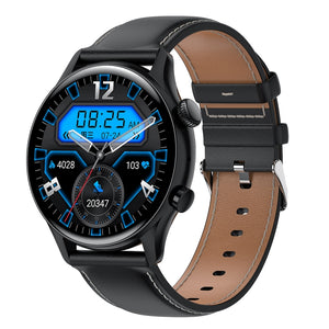 HK8Pro 1.36 inch AMOLED Screen Leather Strap Smart Watch, Support NFC Function / Blood Oxygen Monitoring(Black)
