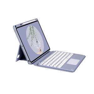 Bluetooth Keyboard Leather Case with Touchpad & Rotatable Bottom Case For iPad 10.2 2021 & 2020 & 2019 / Air 2019 / Pro 10.5 inch(Lavender Grey)
