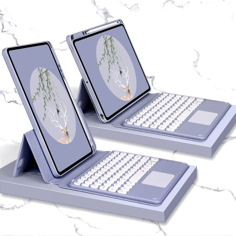 Bluetooth Keyboard Leather Case with Touchpad & Rotatable Bottom Case For iPad 10.2 2021 & 2020 & 2019 / Air 2019 / Pro 10.5 inch(Lavender Grey)
