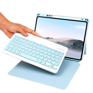 Bluetooth Keyboard Leather Case with Touchpad & Rotatable Bottom Case For iPad 10.2 2021 & 2020 & 2019 / Air 2019 / Pro 10.5 inch(Lavender Grey)