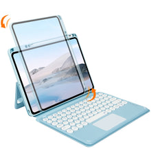 Bluetooth Keyboard Leather Case with Touchpad & Rotatable Bottom Case For iPad 10.2 2021 & 2020 & 2019 / Air 2019 / Pro 10.5 inch(Lavender Grey)