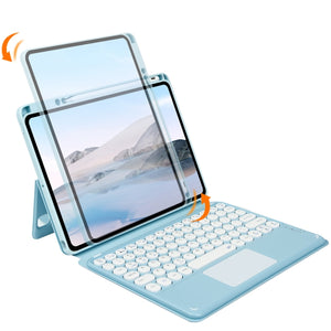 Bluetooth Keyboard Leather Case with Touchpad & Rotatable Bottom Case For iPad 10.2 2021 & 2020 & 2019 / Air 2019 / Pro 10.5 inch(Lavender Grey)