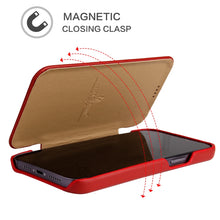 For iPhone 13 Pro Max Fierre Shann Magnetic Genuine Leather Phone Case (Red)