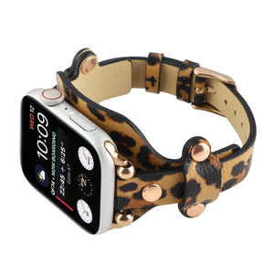 Bracelet Genuine Leather Watch Band For Apple Watch Series 8&7 41mm / SE 2&6&SE&5&4 40mm / 3&2&1 38mm(Leopard Print)