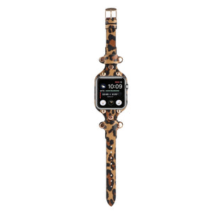 Bracelet Genuine Leather Watch Band For Apple Watch Series 8&7 41mm / SE 2&6&SE&5&4 40mm / 3&2&1 38mm(Leopard Print)