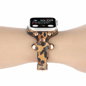 Bracelet Genuine Leather Watch Band For Apple Watch Series 8&7 41mm / SE 2&6&SE&5&4 40mm / 3&2&1 38mm(Leopard Print)