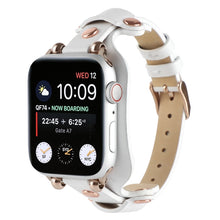 Bracelet Genuine Leather Watch Band For Apple Watch Series 8&7 41mm / SE 2&6&SE&5&4 40mm / 3&2&1 38mm(White)