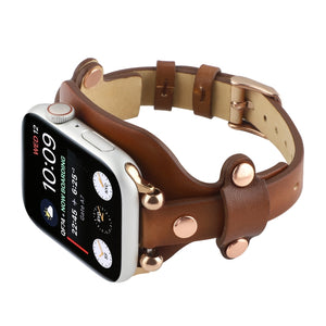 Bracelet Genuine Leather Watch Band For Apple Watch Series 8&7 41mm / SE 2&6&SE&5&4 40mm / 3&2&1 38mm(Dark Brown)