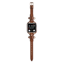 Bracelet Genuine Leather Watch Band For Apple Watch Series 8&7 41mm / SE 2&6&SE&5&4 40mm / 3&2&1 38mm(Dark Brown)