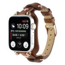 Bracelet Genuine Leather Watch Band For Apple Watch Series 8&7 41mm / SE 2&6&SE&5&4 40mm / 3&2&1 38mm(Dark Brown)