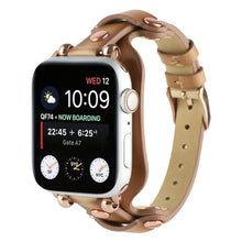 Bracelet Genuine Leather Watch Band For Apple Watch Series 8&7 41mm / SE 2&6&SE&5&4 40mm / 3&2&1 38mm(Light Brown)