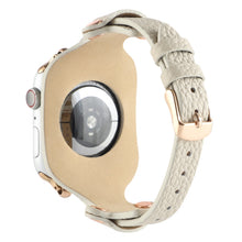 Bracelet Genuine Leather Watch Band For Apple Watch Ultra 49mm / Series 8&7 45mm / SE 2&6&SE&5&4 44mm / 3&2&1 42mm(Beige)