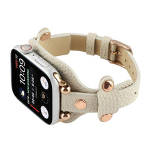 Bracelet Genuine Leather Watch Band For Apple Watch Ultra 49mm / Series 8&7 45mm / SE 2&6&SE&5&4 44mm / 3&2&1 42mm(Beige)