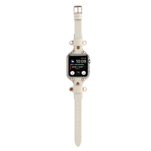 Bracelet Genuine Leather Watch Band For Apple Watch Ultra 49mm / Series 8&7 45mm / SE 2&6&SE&5&4 44mm / 3&2&1 42mm(Beige)