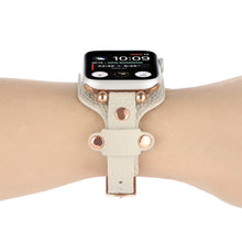 Bracelet Genuine Leather Watch Band For Apple Watch Ultra 49mm / Series 8&7 45mm / SE 2&6&SE&5&4 44mm / 3&2&1 42mm(Beige)