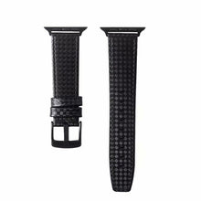 Carbon Fiber Genuine Leather Watch Band For Apple Watch Series 8&7 41mm / SE 2&6&SE&5&4 40mm / 3&2&1 38mm(Black)