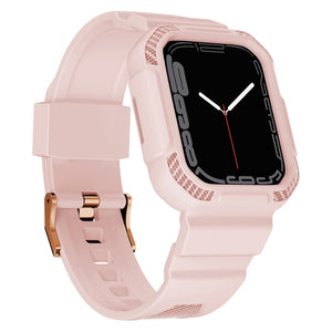 Integrated Carbon Fiber Pattern Silicone Watch Band For Apple Watch Series 8&7 41mm / SE 2&6&SE&5&4 40mm / 3&2&1 38mm(Pink)