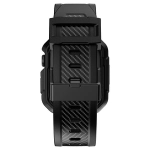 Integrated Carbon Fiber Pattern Silicone Watch Band For Apple Watch Series 8&7 41mm / SE 2&6&SE&5&4 40mm / 3&2&1 38mm(Black)