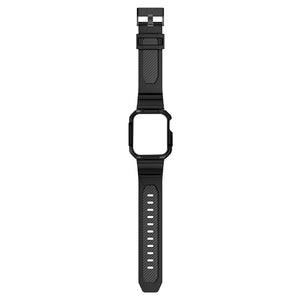 Integrated Carbon Fiber Pattern Silicone Watch Band For Apple Watch Series 8&7 41mm / SE 2&6&SE&5&4 40mm / 3&2&1 38mm(Black)