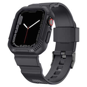 Integrated Carbon Fiber Pattern Silicone Watch Band For Apple Watch Series 8&7 41mm / SE 2&6&SE&5&4 40mm / 3&2&1 38mm(Grey)