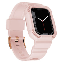 Integrated Carbon Fiber Pattern Silicone Watch Band For Apple Watch Series 8&7 45mm / SE 2&6&SE&5&4 44mm / 3&2&1 42mm(Pink)