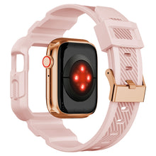 Integrated Carbon Fiber Pattern Silicone Watch Band For Apple Watch Series 8&7 45mm / SE 2&6&SE&5&4 44mm / 3&2&1 42mm(Pink)