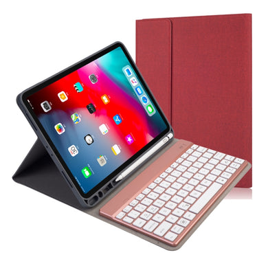 RK11A Backlight TPU Multi Color Light Bluetooth Keyboard Horizontal Flip Leather Tablet Case for iPad Pro 11 2020 / 2018 with Holder & Pen Slot(Red)