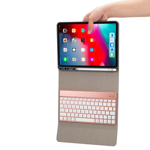 RK11A Backlight TPU Multi Color Light Bluetooth Keyboard Horizontal Flip Leather Tablet Case for iPad Pro 11 2020 / 2018 with Holder & Pen Slot(Red)