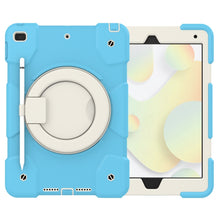 For iPad 10.2 2019/10.2 2020/10.2 2021 Silicone + PC Full Body Protection Tablet Case With Holder & Strap(Sky Blue)