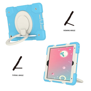 For iPad 10.2 2019/10.2 2020/10.2 2021 Silicone + PC Full Body Protection Tablet Case With Holder & Strap(Sky Blue)