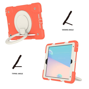 For iPad 10.2 2019/10.2 2020/10.2 2021 Silicone + PC Full Body Protection Tablet Case With Holder & Strap(Orange)