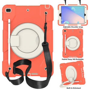 For iPad 10.2 2019/10.2 2020/10.2 2021 Silicone + PC Full Body Protection Tablet Case With Holder & Strap(Orange)