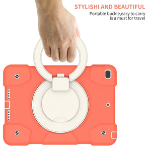 For iPad 10.2 2019/10.2 2020/10.2 2021 Silicone + PC Full Body Protection Tablet Case With Holder & Strap(Orange)