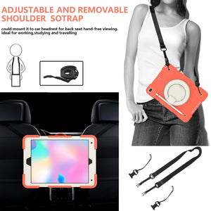 For iPad 10.2 2019/10.2 2020/10.2 2021 Silicone + PC Full Body Protection Tablet Case With Holder & Strap(Orange)