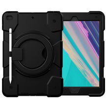 For iPad 10.2 2019/10.2 2020/10.2 2021 Silicone + PC Full Body Protection Tablet Case With Holder & Strap(Black)