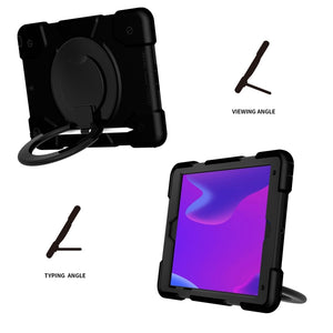 For iPad 10.2 2019/10.2 2020/10.2 2021 Silicone + PC Full Body Protection Tablet Case With Holder & Strap(Black)