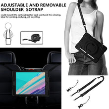 For iPad 10.2 2019/10.2 2020/10.2 2021 Silicone + PC Full Body Protection Tablet Case With Holder & Strap(Black)