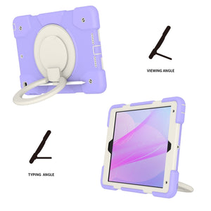 For iPad 10.2 2019/10.2 2020/10.2 2021 Silicone + PC Full Body Protection Tablet Case With Holder & Strap(Purple)