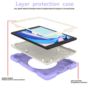 For iPad 10.2 2019/10.2 2020/10.2 2021 Silicone + PC Full Body Protection Tablet Case With Holder & Strap(Purple)