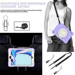 For iPad 10.2 2019/10.2 2020/10.2 2021 Silicone + PC Full Body Protection Tablet Case With Holder & Strap(Purple)