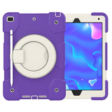 For iPad 10.2 2019/10.2 2020/10.2 2021 Silicone + PC Full Body Protection Tablet Case With Holder & Strap(Dark Purple)